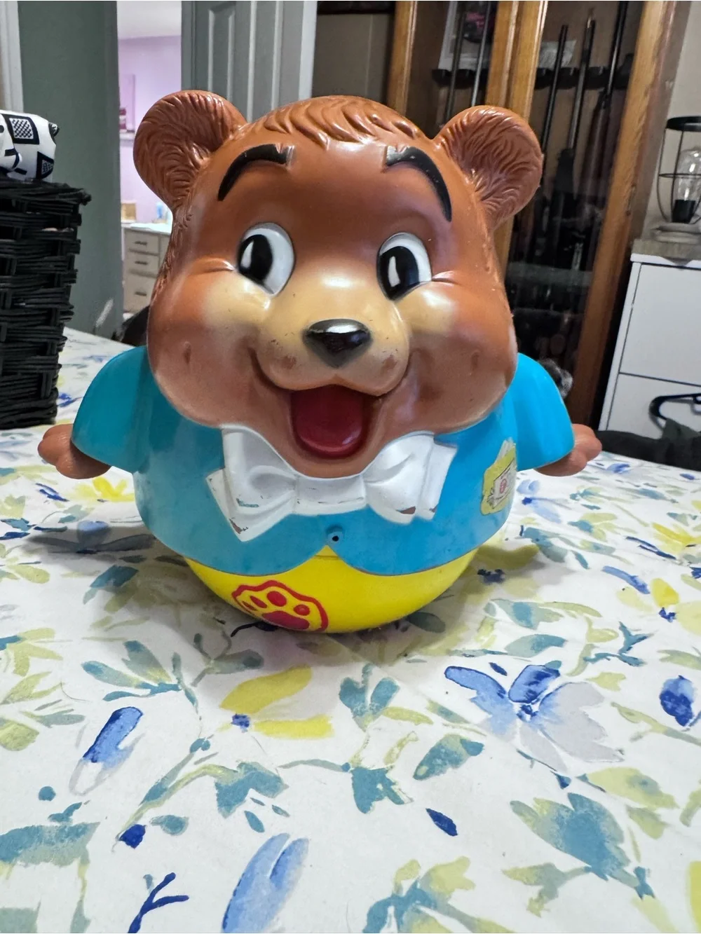 VTG. 1969 Fisher-Price CHUBBY CUB Roll Along Bear